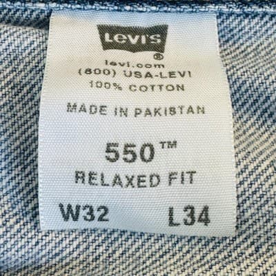 Vintage Levis 550 Jeans Mens 32x33 (32x34) Blue Light Wash Relaxed Tapered Denim - Thumbnail 9