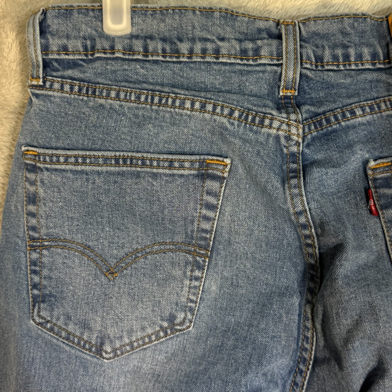 Levi’s 505 Men’s Jeans 32 x 30 Blue Denim Mid-Rise Straight Leg Whiskered - Thumbnail 6