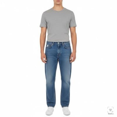 Levis 501 Jeans Mens 34x32 Blue Medium Wash Straight Stretch Denim Button Fly - Thumbnail 4