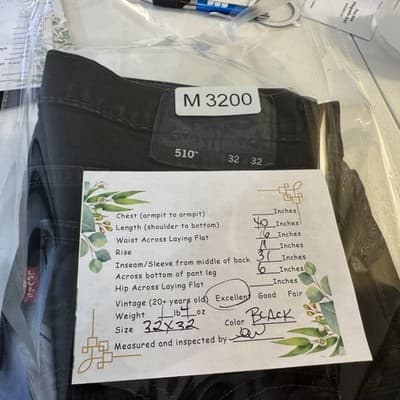 Levis 510 Jeans Mens 32x32 Black Dark Wash Skinny Stretch Denim Low Rise - Thumbnail 10