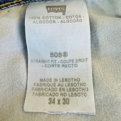 Levis 505 Jeans Mens 34x30 Blue Medium Wash Straight Denim Zip Fly Regular Fit - Thumbnail 8