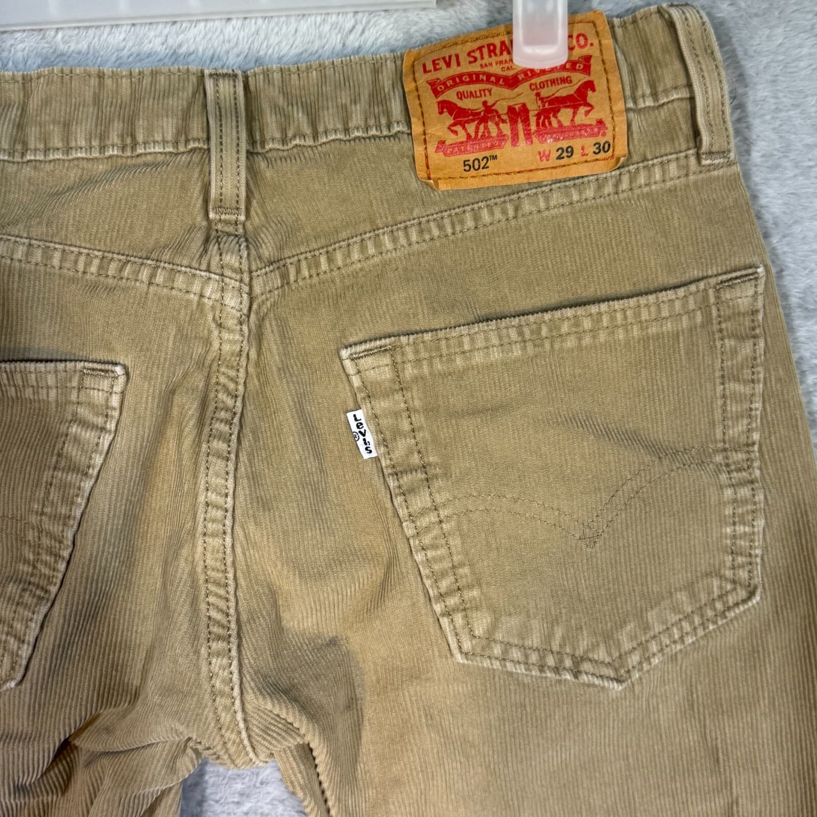 Levi’s 502 Men’s Jeans 29x30 Beige Corduroy Mid-Rise Straight Leg - Thumbnail 7