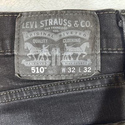 Levis 510 Jeans Mens 32x32 Black Dark Wash Skinny Stretch Denim Low Rise - Thumbnail 4