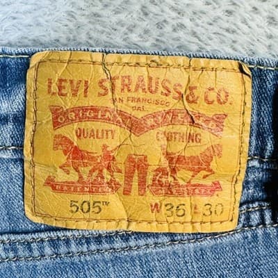 Levis 505 Jeans Mens 36x30 Blue Light Wash Straight Denim Zip Fly Regular Fit - Thumbnail 8