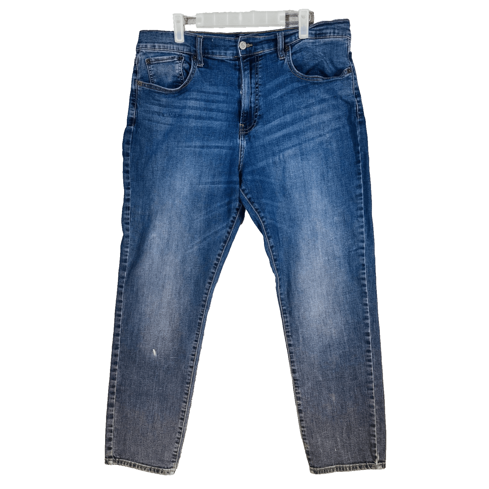 Lucky Brand 412 Athletic Slim Jeans Mens 36x27 Blue Medium Wash Tapered Zip Fly - Thumbnail 5