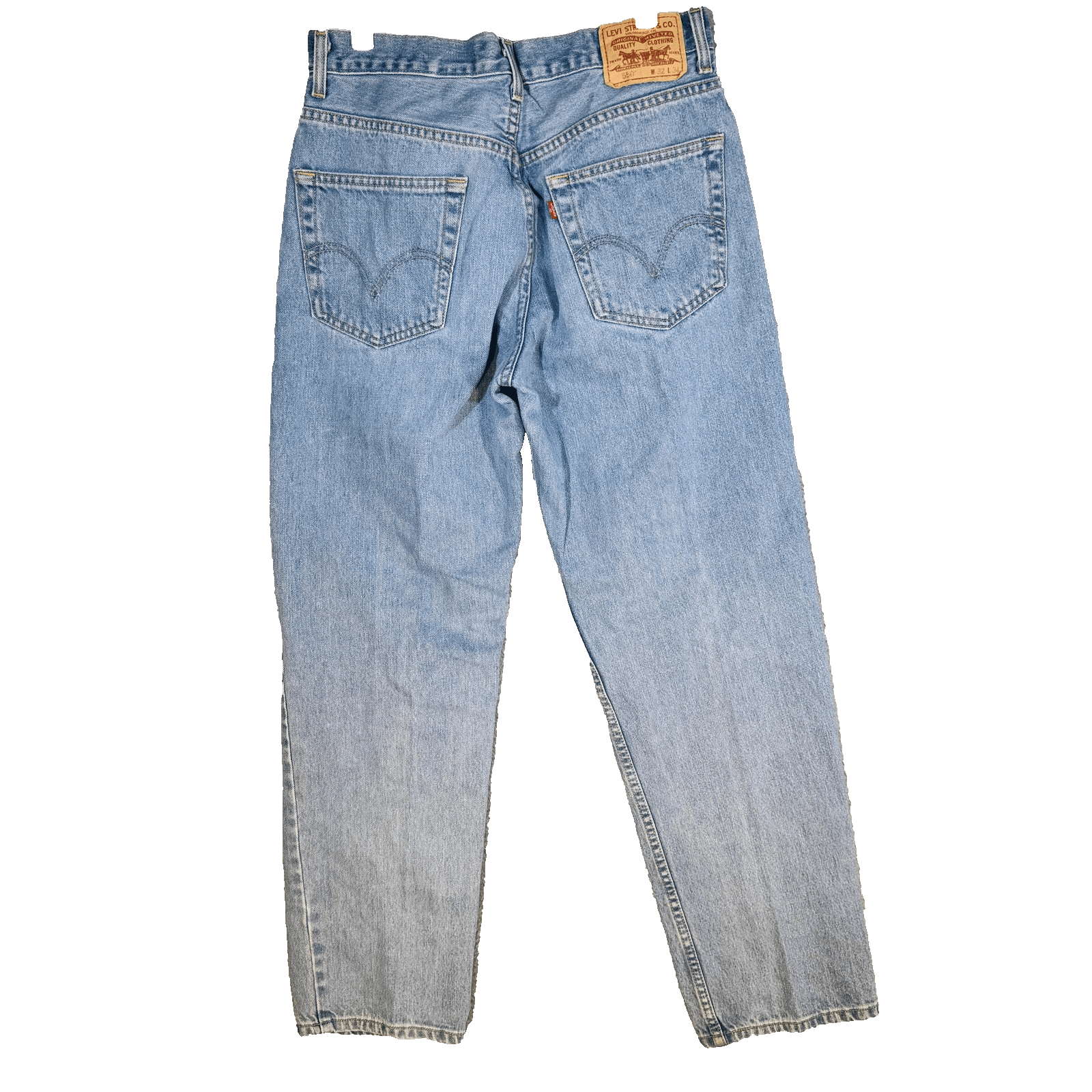 Vintage Levis 550 Jeans Mens 32x33 (32x34) Blue Light Wash Relaxed Tapered Denim - Thumbnail 6