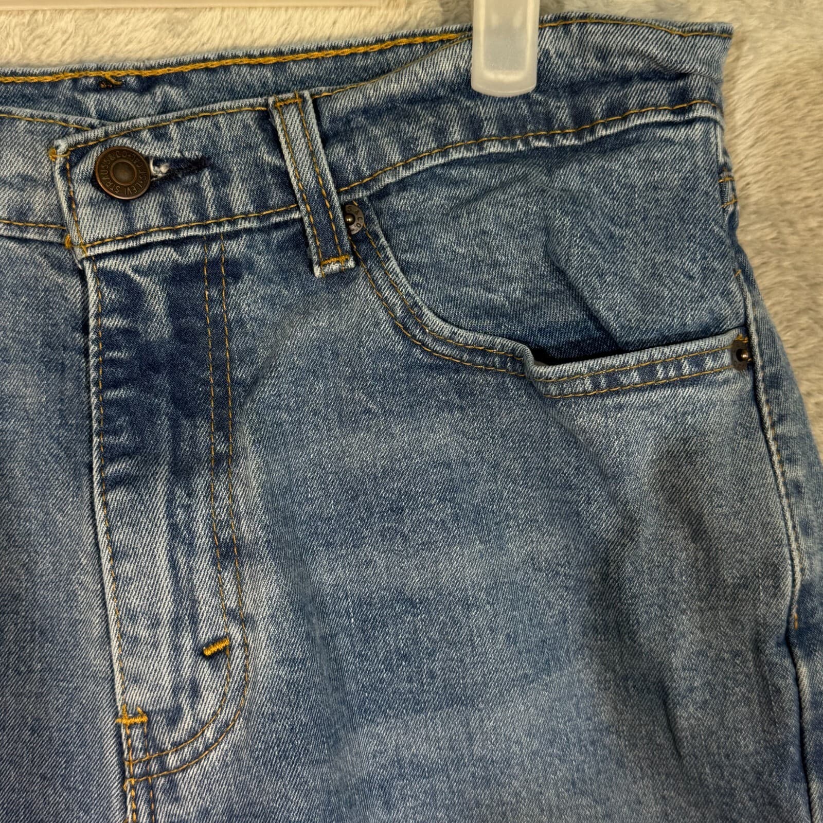 Levi’s 505 Men’s Jeans 32 x 30 Blue Denim Mid-Rise Straight Leg Whiskered - Thumbnail 4