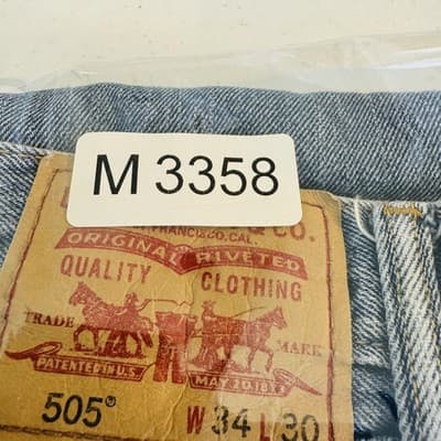 Levis 505 Jeans Mens 34x30 Blue Medium Wash Straight Denim Zip Fly Regular Fit - Thumbnail 13