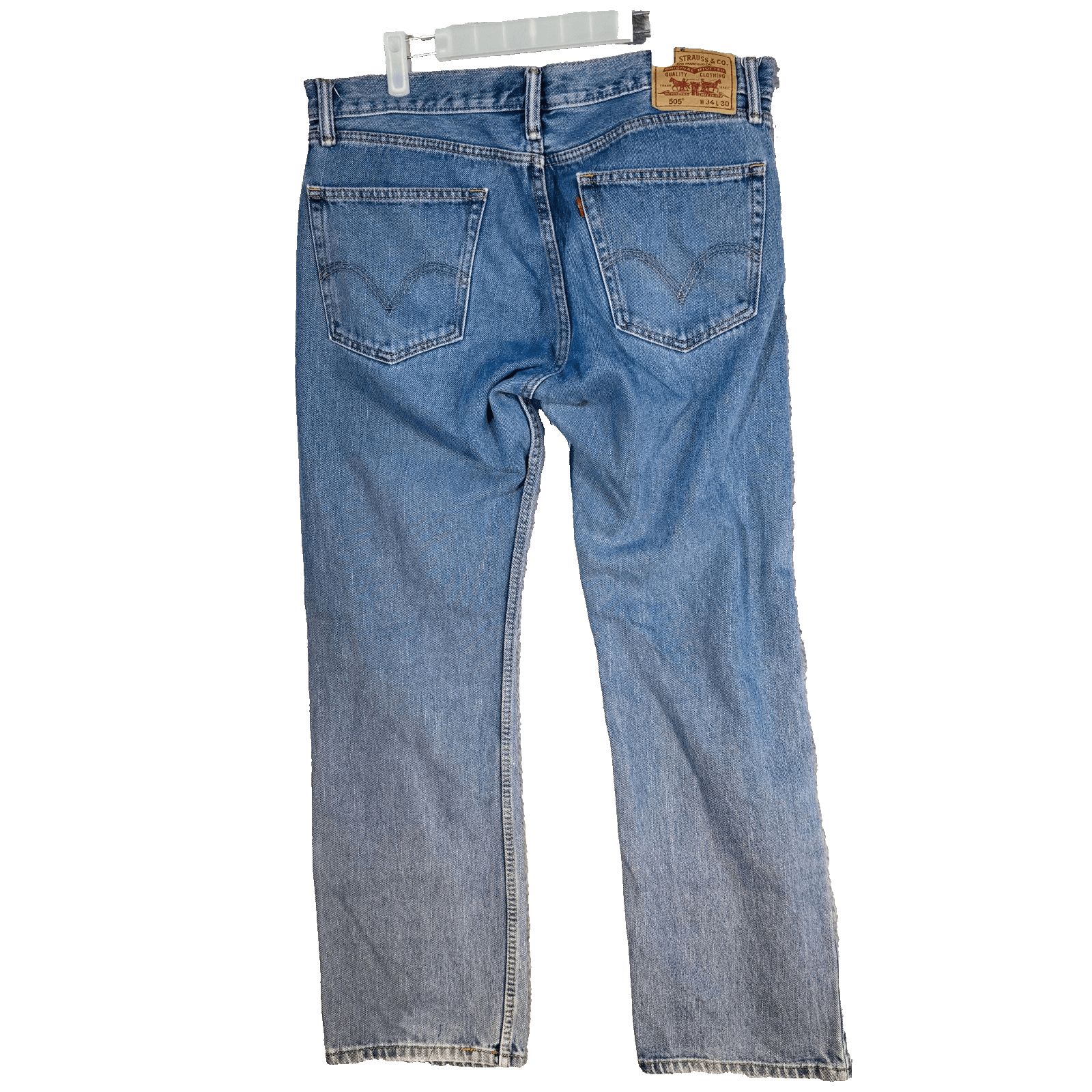 Levis 505 Jeans Mens 34x30 Blue Medium Wash Straight Denim Zip Fly Regular Fit - Thumbnail 6