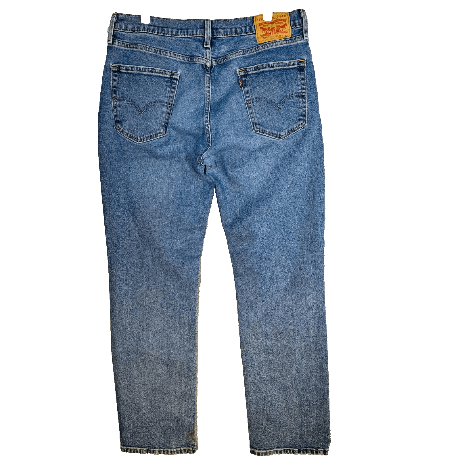 Levis 501 Jeans Mens 34x32 Blue Medium Wash Straight Stretch Denim Button Fly - Thumbnail 7