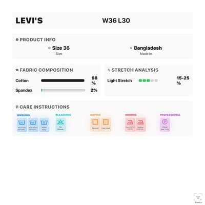 Levis 514 Jeans Mens 36x30 Blue Medium Wash Straight Stretch Denim Zip Fly - Thumbnail 16