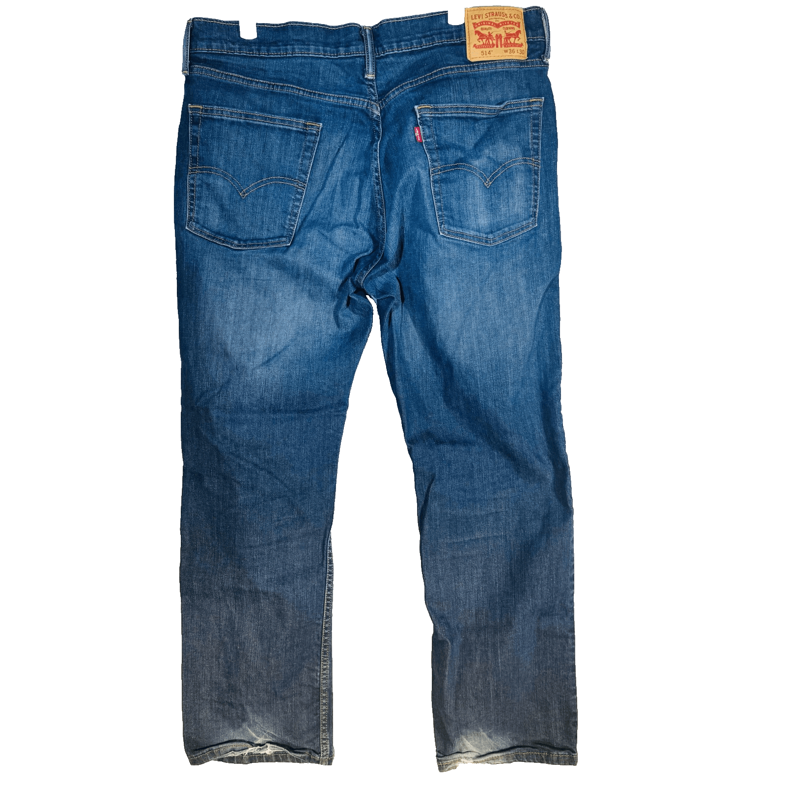 Levis 514 Jeans Mens 36x30 Blue Medium Wash Straight Stretch Denim Zip Fly - Thumbnail 6