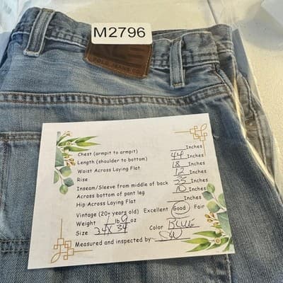 Vintage Polo Jeans Co. Ralph Lauren Jeans Mens 36x30 Blue Loose Fit Distressed - Thumbnail 14