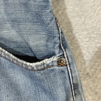 Vintage Polo Jeans Co. Ralph Lauren Jeans Mens 36x30 Blue Loose Fit Distressed - Thumbnail 4