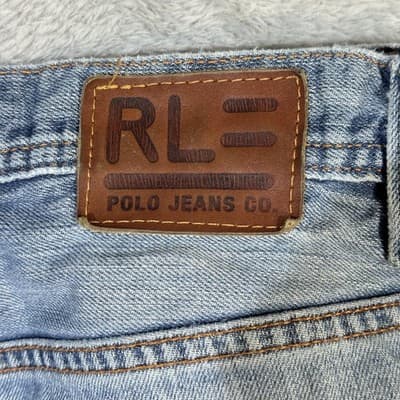 Vintage Polo Jeans Co. Ralph Lauren Jeans Mens 36x30 Blue Loose Fit Distressed - Thumbnail 8