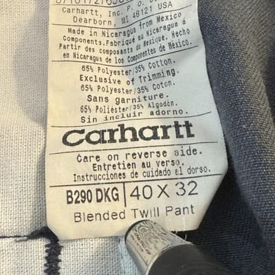 Carhartt Pants Mens 40x32 Gray Blended Twill Work Wear Straight Leg B290 DKG - Thumbnail 5