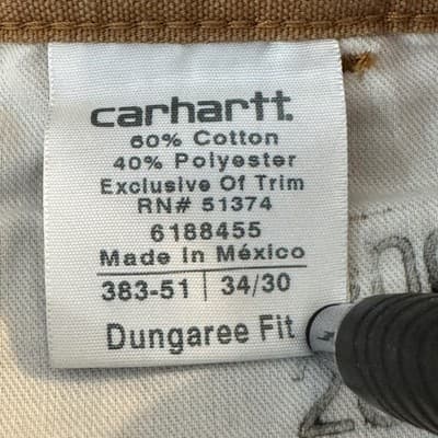 Carhartt Pants Mens 34x29 Brown Dungaree Fit Work Carpenter Twill Paint Stains - Thumbnail 6