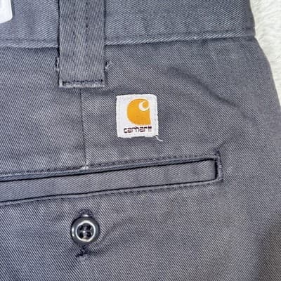 Carhartt Pants Mens 40x32 Gray Blended Twill Work Wear Straight Leg B290 DKG - Thumbnail 3