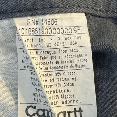 Carhartt Pants Mens 40x32 Gray Blended Twill Work B290 DKG Durable Straight Leg - Thumbnail 5