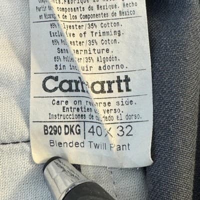 Carhartt Pants Mens 40x32 Gray Blended Twill Work B290 DKG Durable Straight Leg - Thumbnail 6