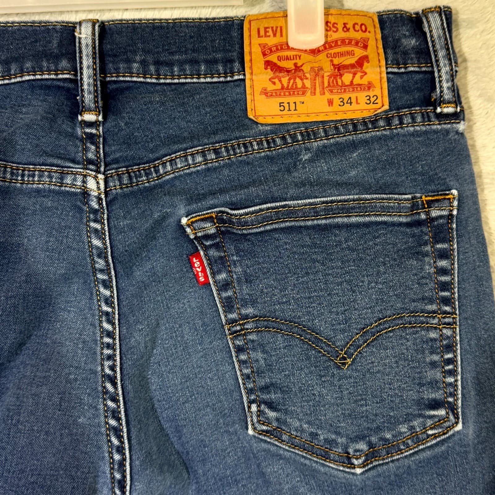 Levi’s 511 Men’s Jeans 34x32 Blue Denim Stretch Mid-Rise Slim Straight - Thumbnail 12