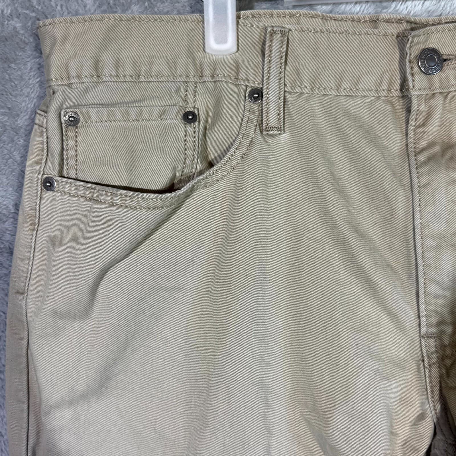 Levi’s 514 Men’s Jeans 38x30 Beige Denim 100% Cotton Mid-Rise Straight - Thumbnail 3