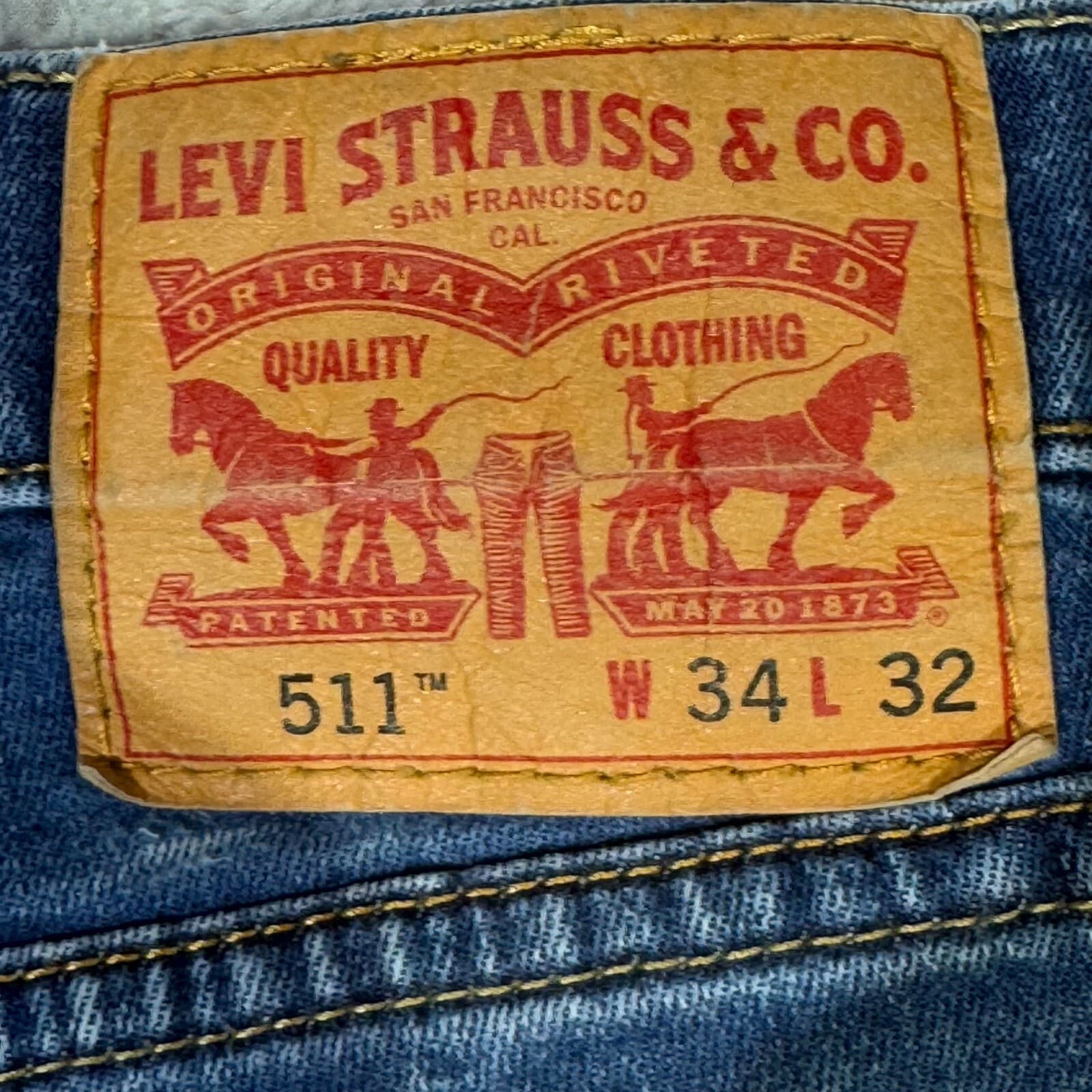 Levi’s 511 Men’s Jeans 34x32 Blue Denim Stretch Mid-Rise Slim Straight - Thumbnail 14