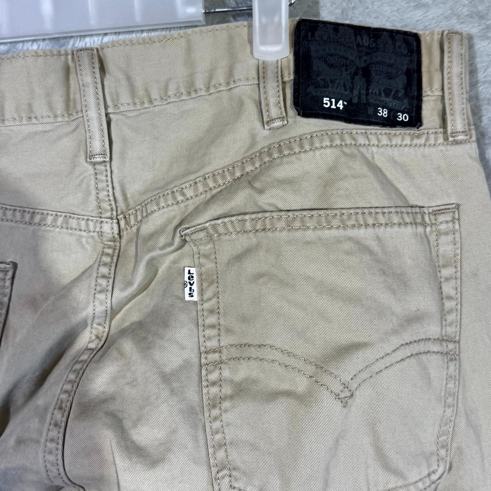 Levi’s 514 Men’s Jeans 38x30 Beige Denim 100% Cotton Mid-Rise Straight - Thumbnail 7