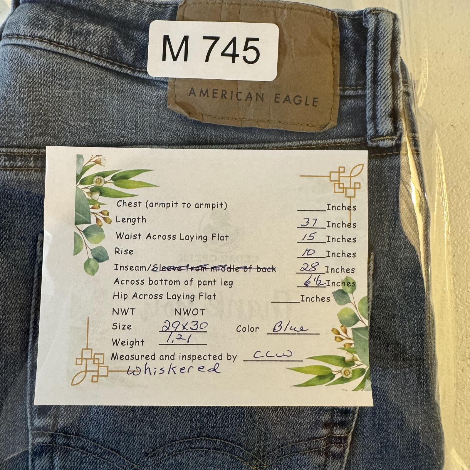 American Eagle Women’s Whiskered Stretch Jeans, 29 × 30 – Blue Denim, Excellent - Thumbnail 13