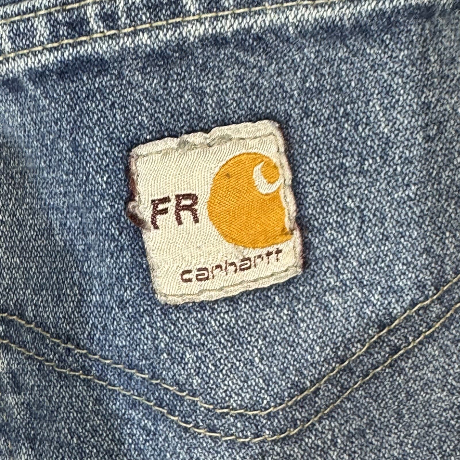 FR Carhartt Men's Jeans 38 X 30 Blue Denim Mid-Rise 5-Pockets Straight Leg M1712 - Thumbnail 5