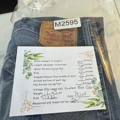 Levis 513 Jeans Mens 29x32 Blue Slim Straight Fit Denim Medium Wash Distressed - Thumbnail 10