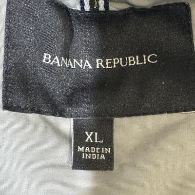 Banana Republic Jacket Mens Extra Large Gray Navy Blue Bomber Varsity Snap Front - Thumbnail 6