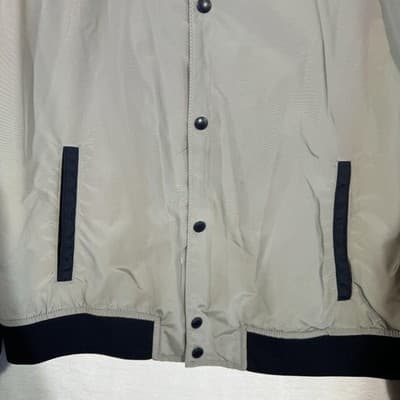 Banana Republic Jacket Mens Extra Large Gray Navy Blue Bomber Varsity Snap Front - Thumbnail 7