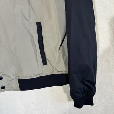 Banana Republic Jacket Mens Extra Large Gray Navy Blue Bomber Varsity Snap Front - Thumbnail 11