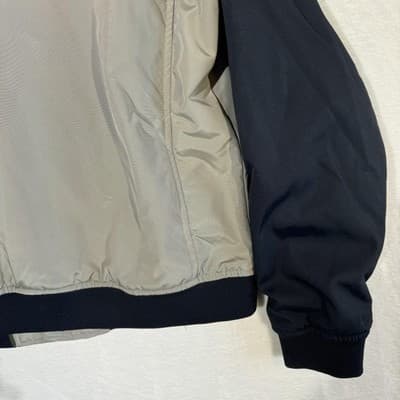Banana Republic Jacket Mens Extra Large Gray Navy Blue Bomber Varsity Snap Front - Thumbnail 13
