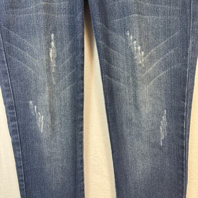Womens High Waist Distressed Embellished Jeans Blue Skinny Leg Size 10 - Thumbnail 3