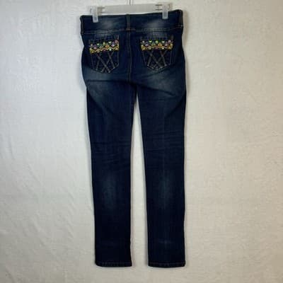 Womens High Waist Distressed Embellished Jeans Blue Skinny Leg Size 10 - Thumbnail 7