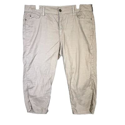 NYDJ Women Capris Beige Linen Blend Cropped Pants Size 10 Petite - Image 1