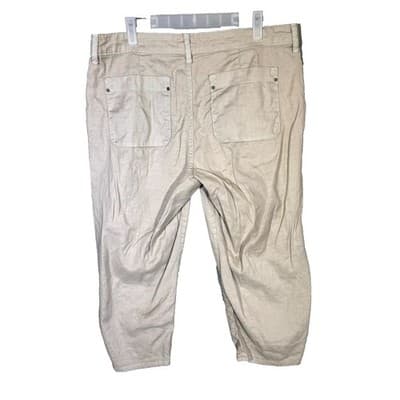 NYDJ Women Capris Beige Linen Blend Cropped Pants Size 10 Petite - Thumbnail 2