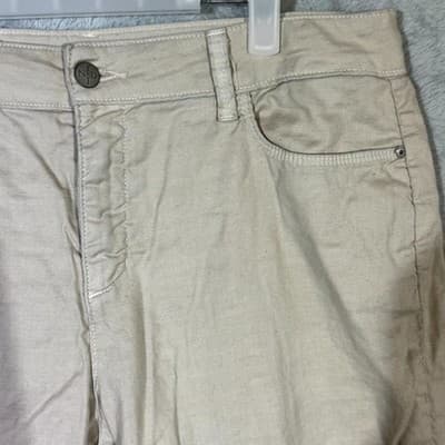 NYDJ Women Capris Beige Linen Blend Cropped Pants Size 10 Petite - Thumbnail 4
