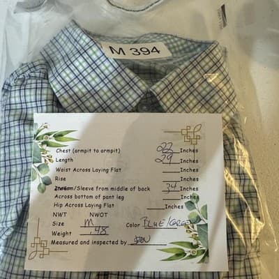 TailorByrd Collection Shirt Mens Medium Blue Green Plaid Button Down Long Sleeve - Thumbnail 16