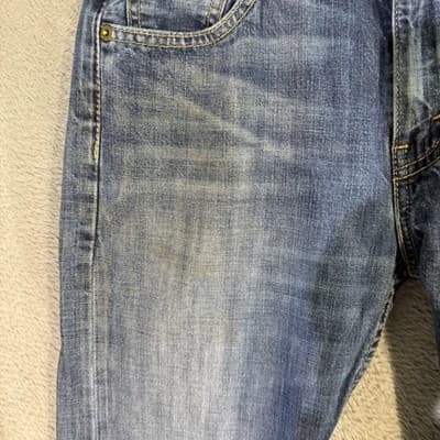 Levis 513 Jeans Mens 29x32 Blue Slim Straight Fit Denim Medium Wash Distressed - Thumbnail 4