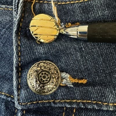 Womens High Waist Distressed Embellished Jeans Blue Skinny Leg Size 10 - Thumbnail 6