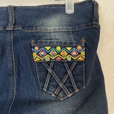 Womens High Waist Distressed Embellished Jeans Blue Skinny Leg Size 10 - Thumbnail 11