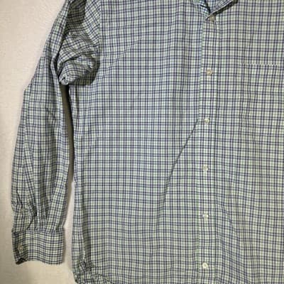TailorByrd Collection Shirt Mens Medium Blue Green Plaid Button Down Long Sleeve - Thumbnail 4