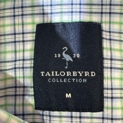 TailorByrd Collection Shirt Mens Medium Blue Green Plaid Button Down Long Sleeve - Thumbnail 7
