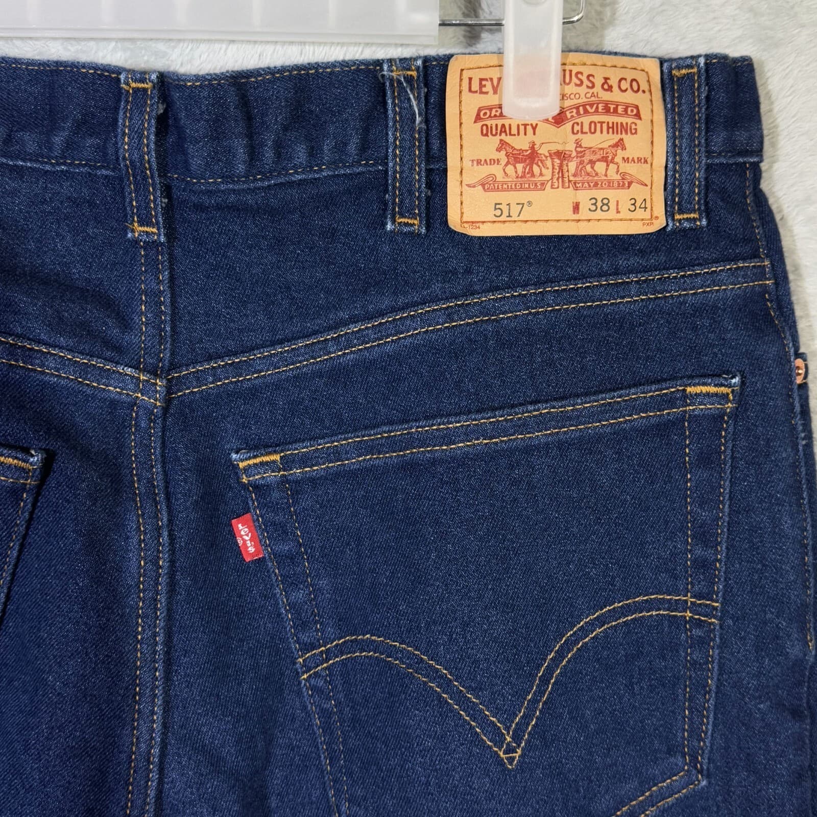 Levi’s 517 Men’s Jeans 38x34 Blue Denim Dark Wash Mid-Rise Bootcut - Thumbnail 7