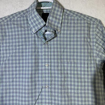 TailorByrd Collection Shirt Mens Medium Blue Green Plaid Button Down Long Sleeve - Thumbnail 5
