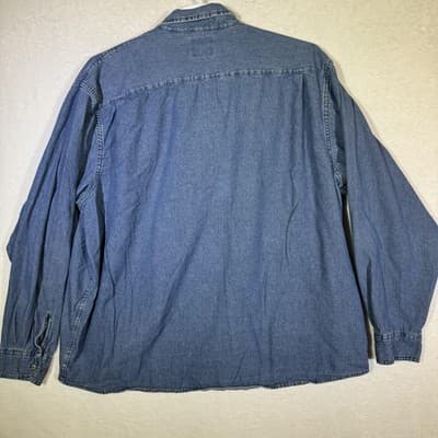 Wrangler Shirt Mens 3XL Blue Denim Long Sleeve Button Up Casual Western Workwear - Thumbnail 8