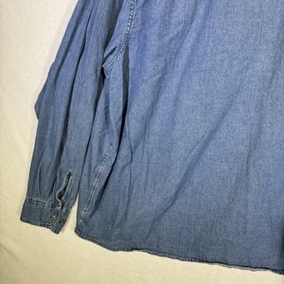 Wrangler Shirt Mens 3XL Blue Denim Long Sleeve Button Up Casual Western Workwear - Thumbnail 10